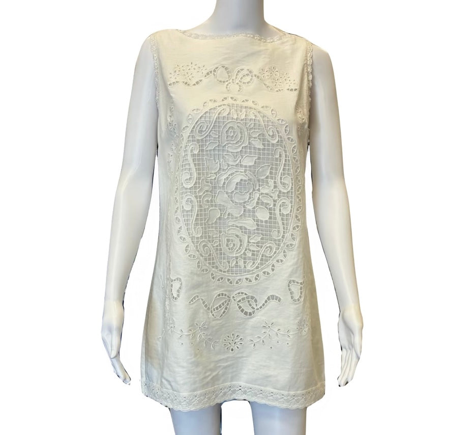 Embroidered Detail Ivory Dress
