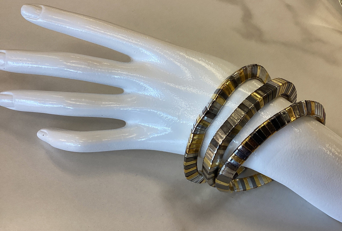 Mixed Metal Elastic Bracelets