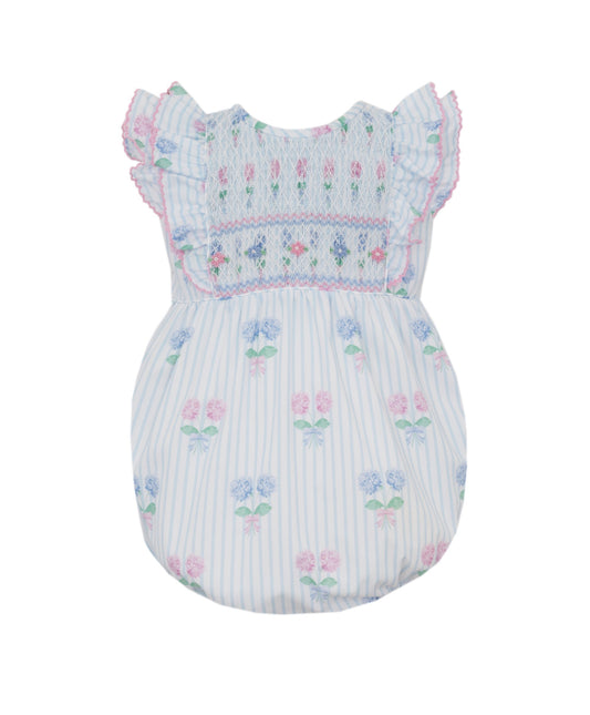 Francesca-Hydrangea Blue & Pink Floral Bubble W Ruffles