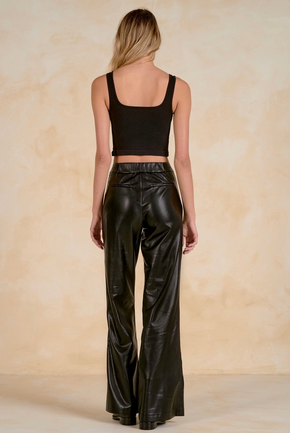 High Waist Leather Pant - Black
