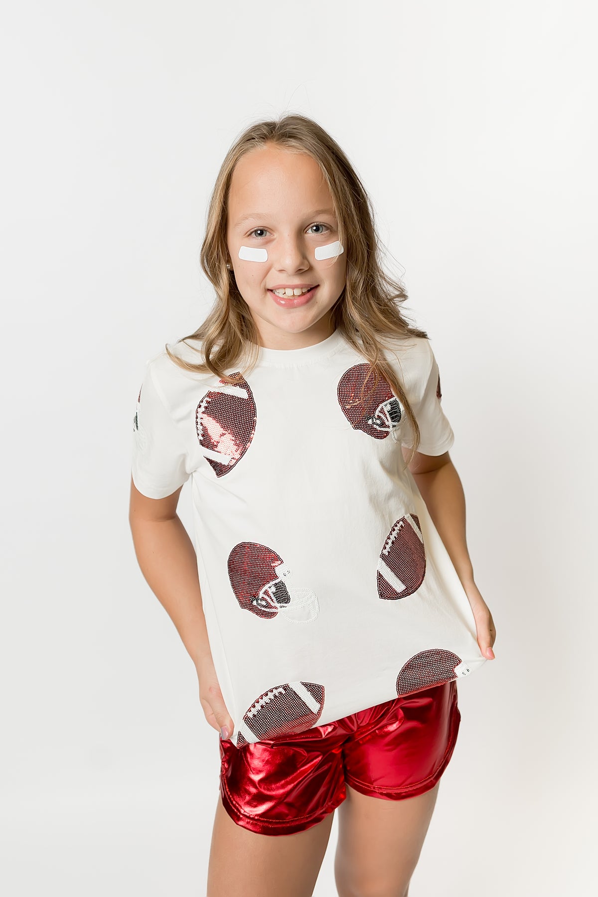 Red Sequin Football Fever Tee
