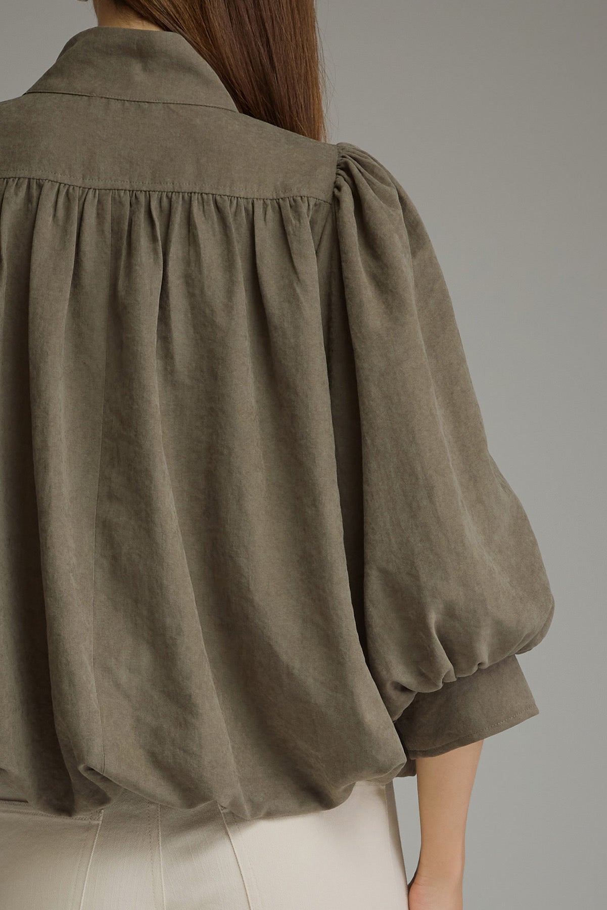 Balloon Sleeve Top - Olive