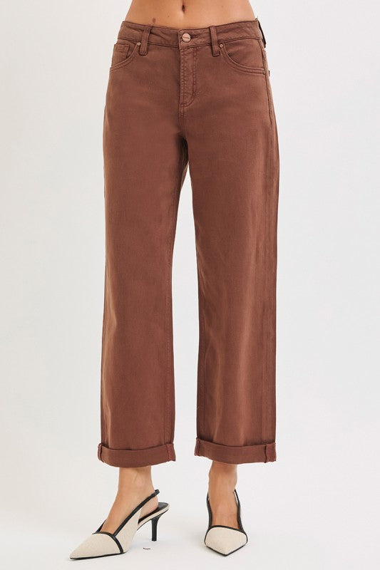 Mid Rise Barrel Jean - Cocoa