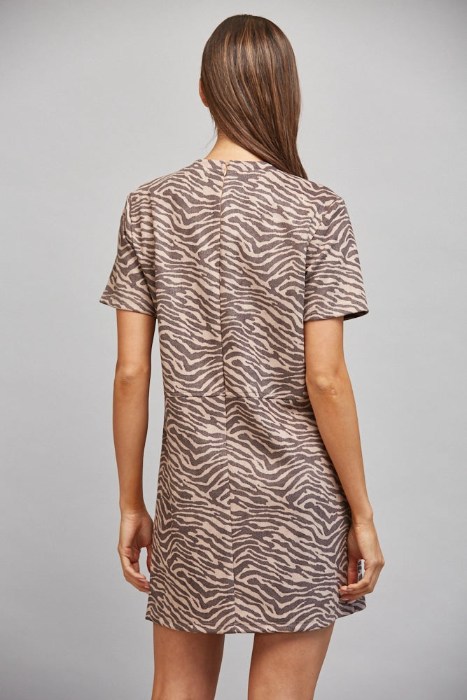 Animal Print Suede Shift Dress