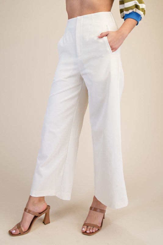 High Waist Wide Leg Pant - Ivory