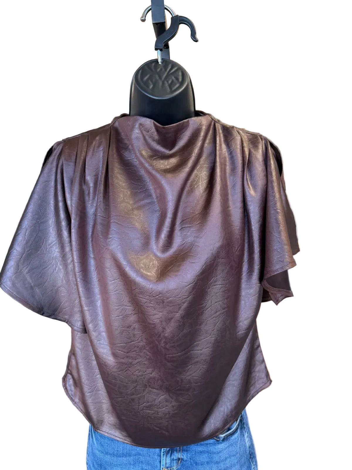 Leather Flowy Sleeve Top