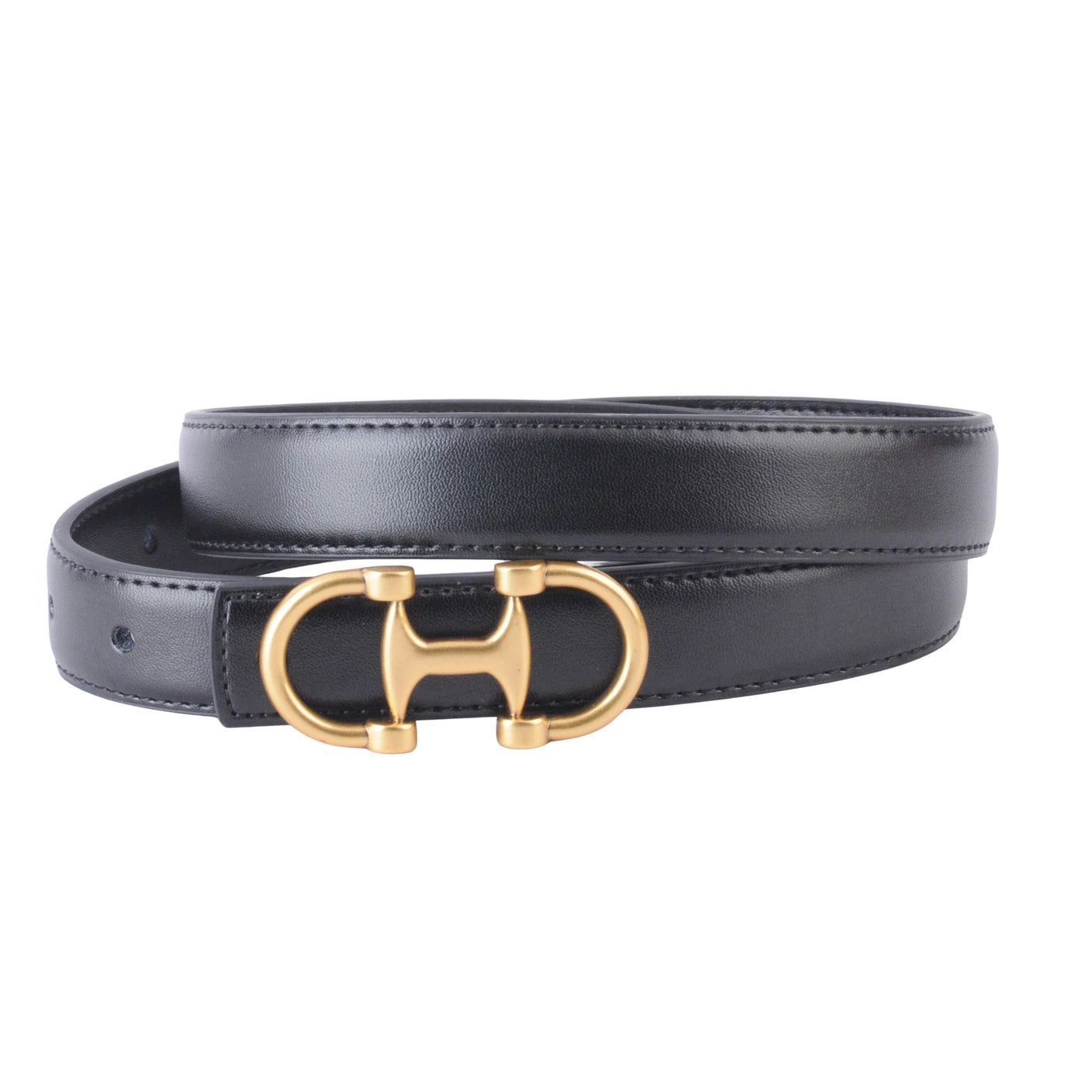 Horsebit Buckle Black Leather Belt