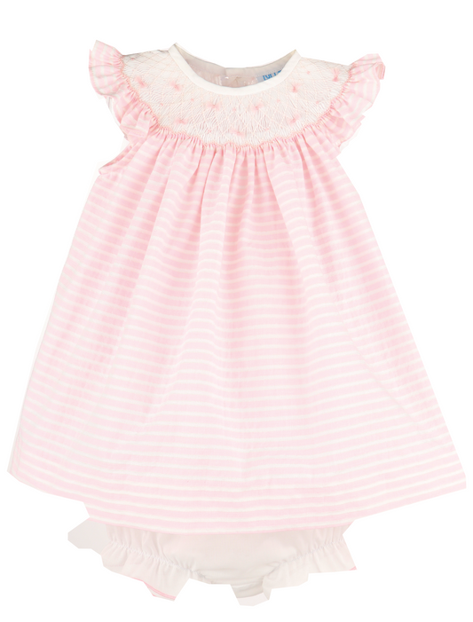 Pink Plumeti Stripes Bishop Dress