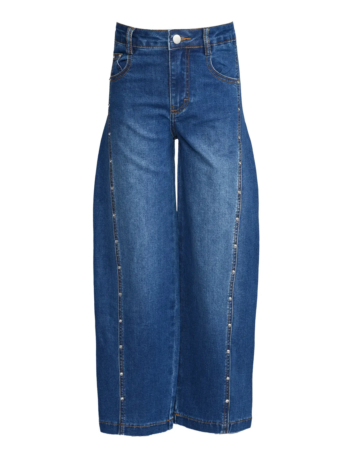 Rhinestone Stretch Barrel Jeans
