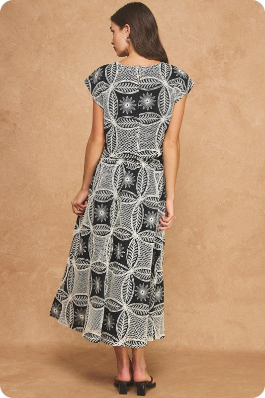 Geometric Midi Skirt Set