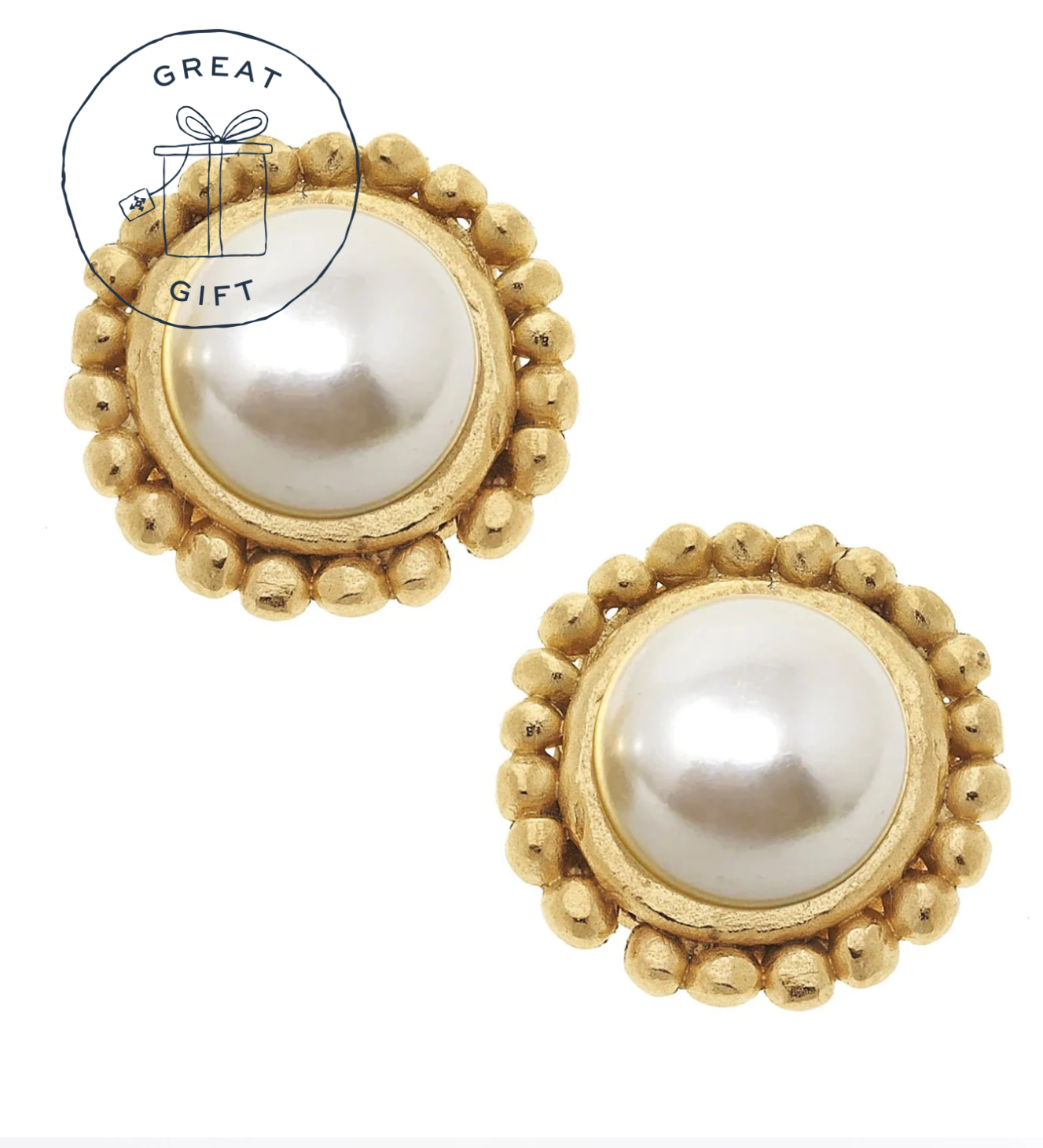 Gold with Coin Pearl Pierced Earrings