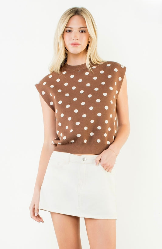 Brown Polka Dot Top