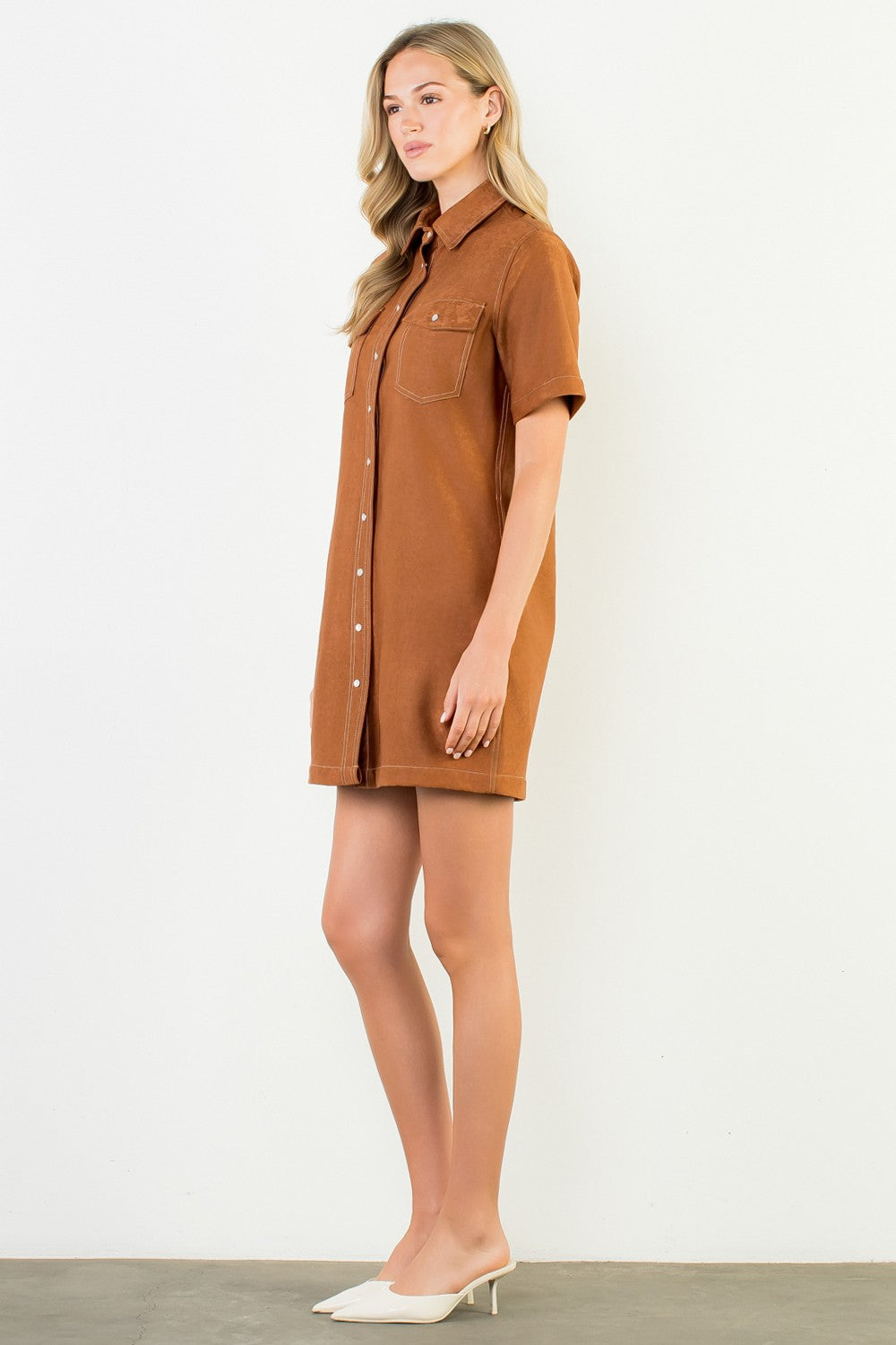 Suede Button Down Dress