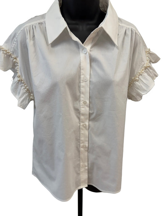 Pearl Ruffle Sleeve Top