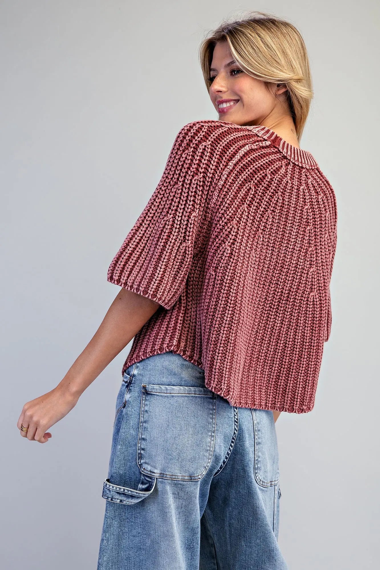 Chunky Knit Sweater - Rasberry