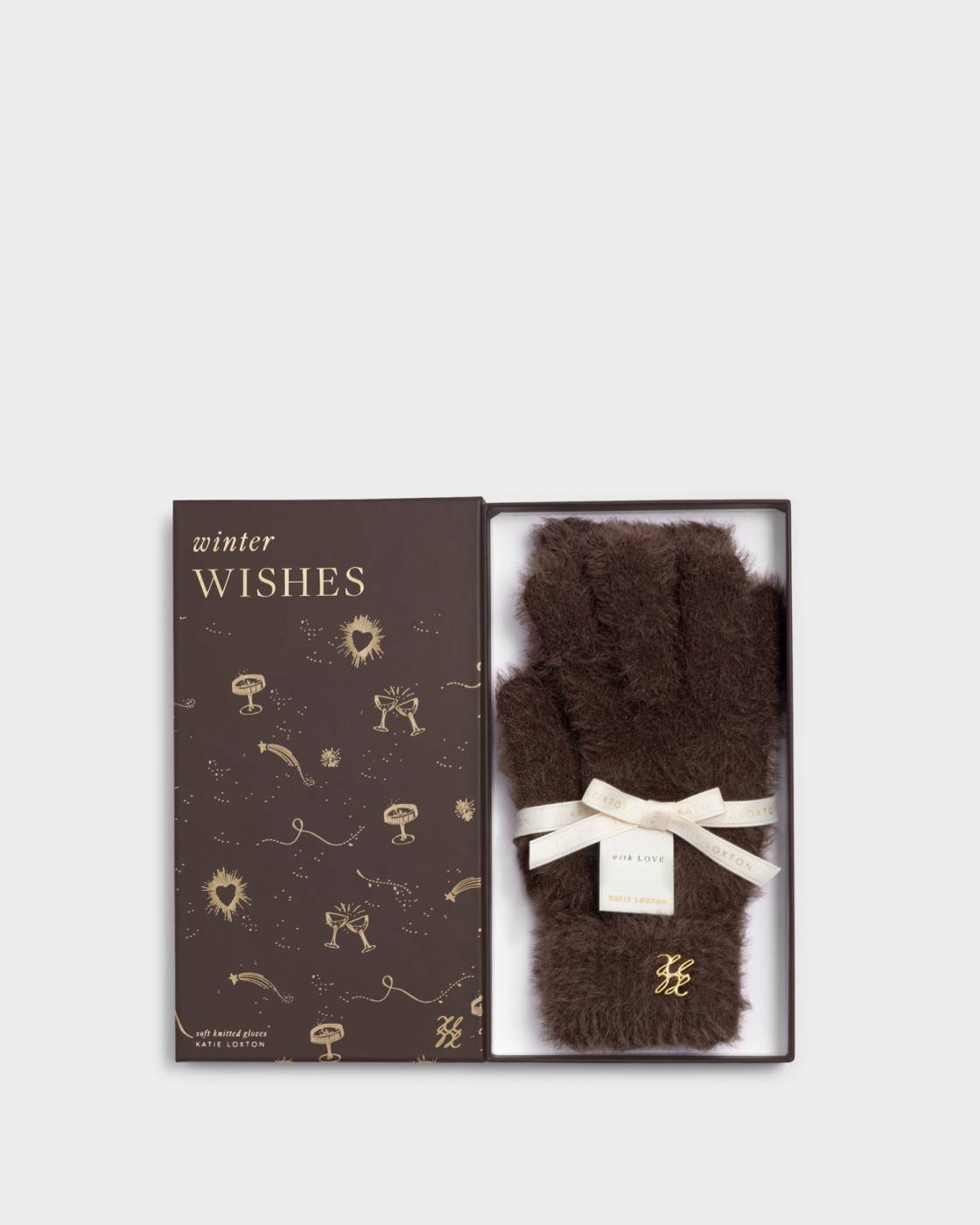 Gift Boxed Soft Knitted Gloves - Chocolate