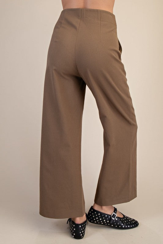 High Waist Wide Leg Pant - Mocha