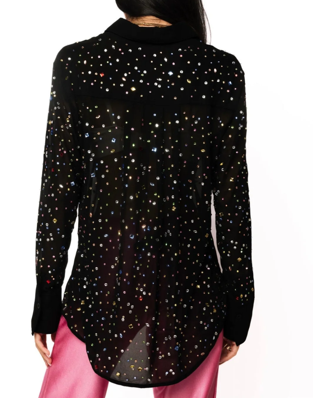 Black Multi Rhinestone Button Up | Queen of Sparkles