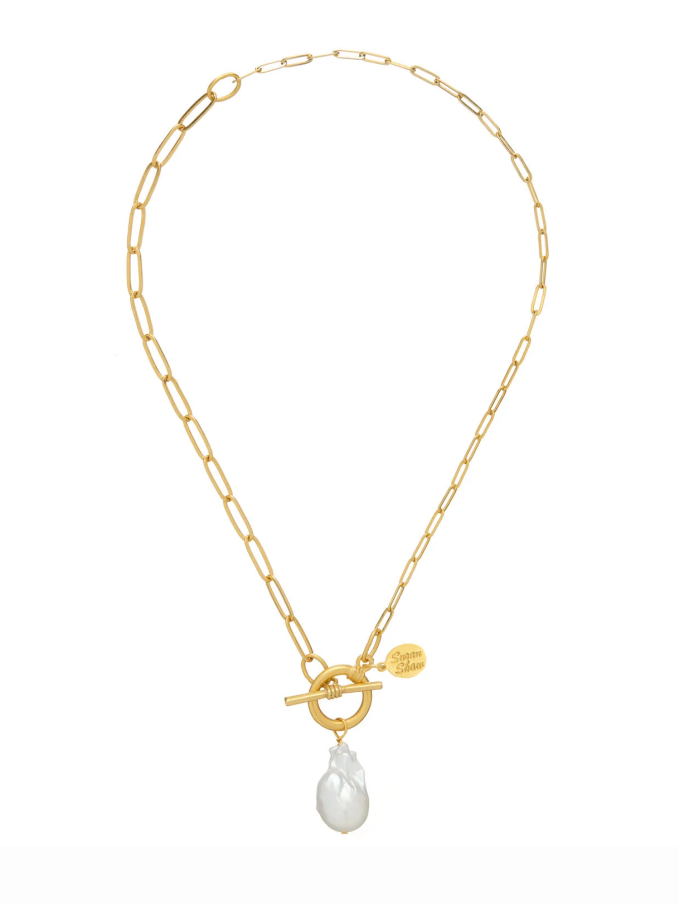 Baroque Pearl Paperclip Necklace