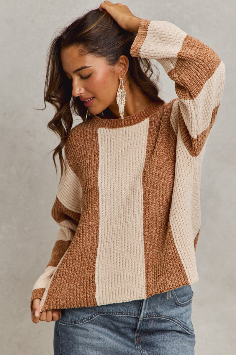 Camel Striped Sweater