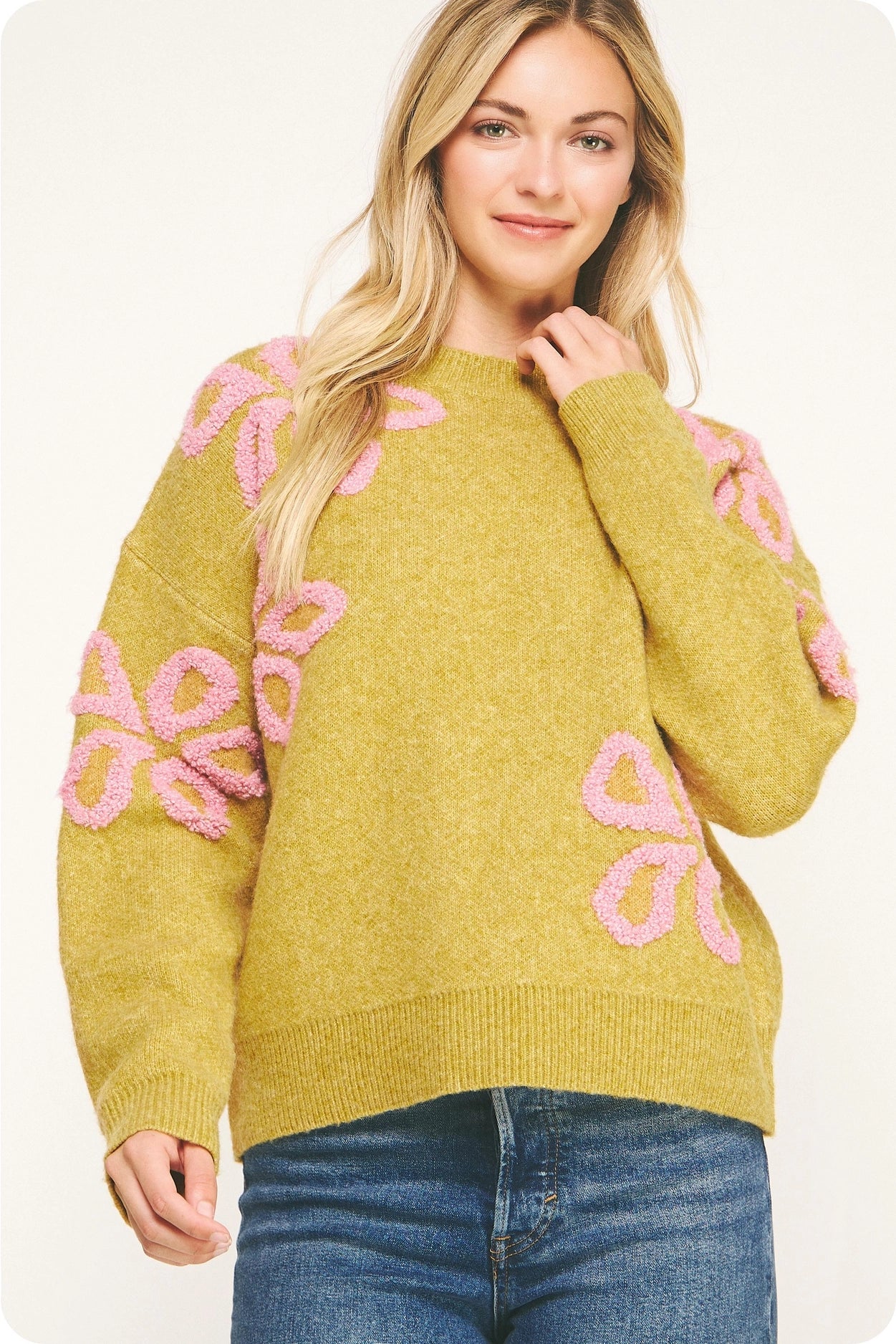 Chartreuse Floral Sweater