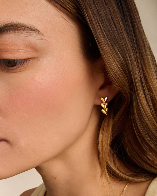 Heart Link Waterproof Gold Earrings