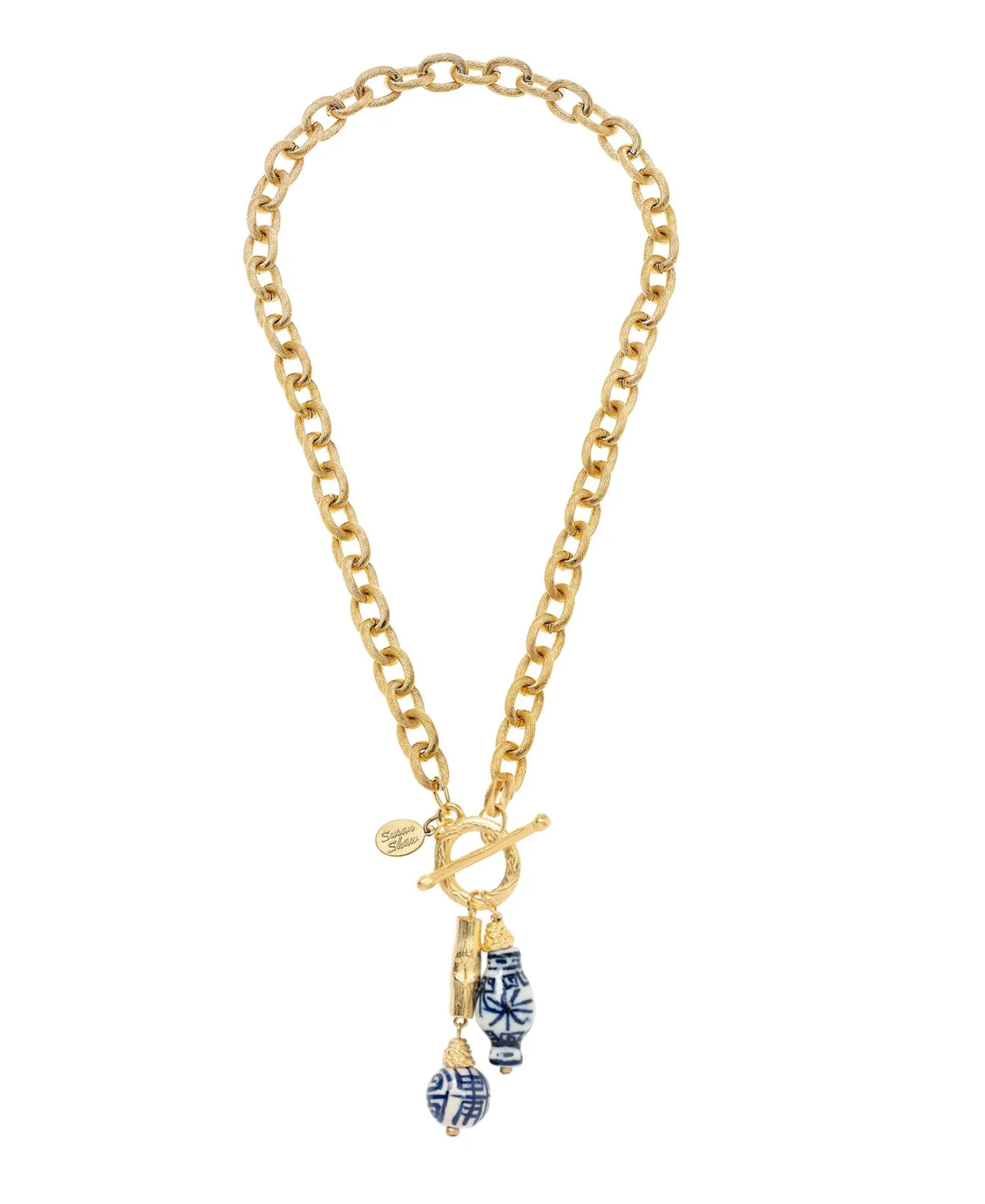 Blue & White Bamboo Toggle Necklace
