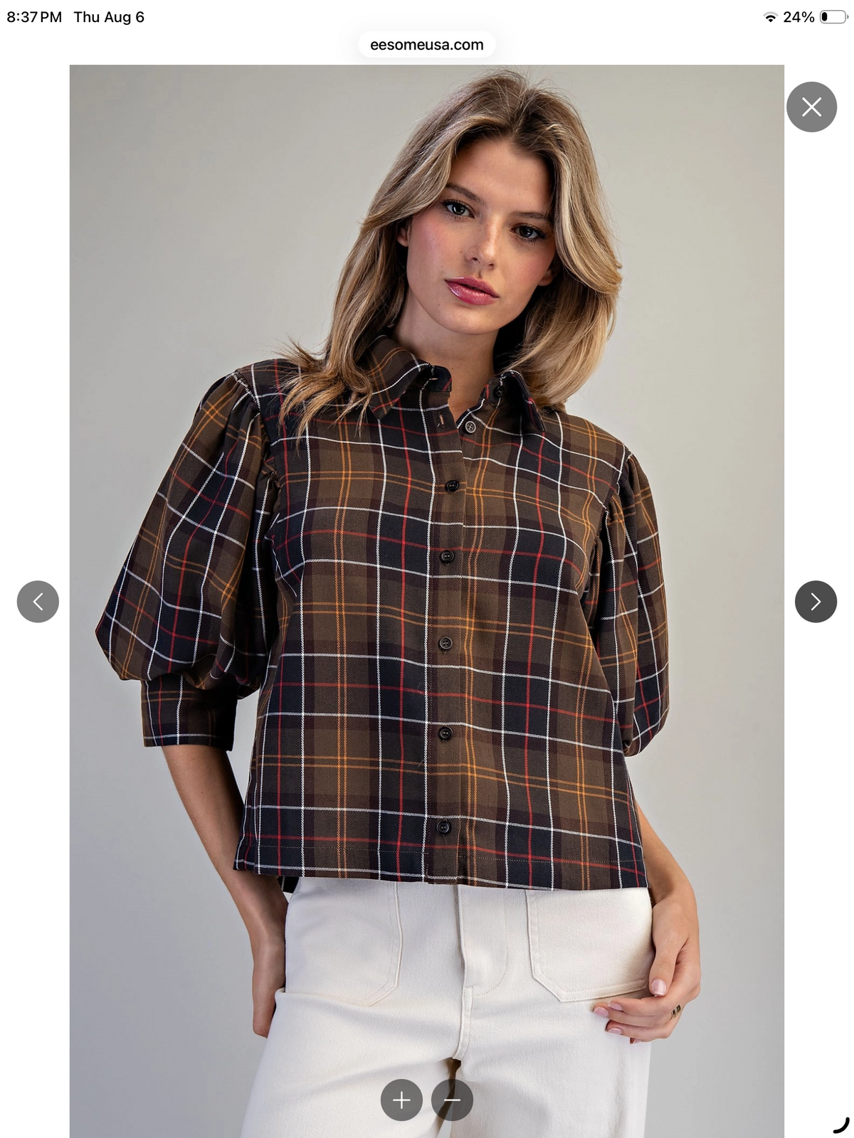 Plaid Button Down in Ochre Olive