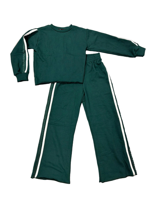Hunter Green Wide Leg Sweat Set