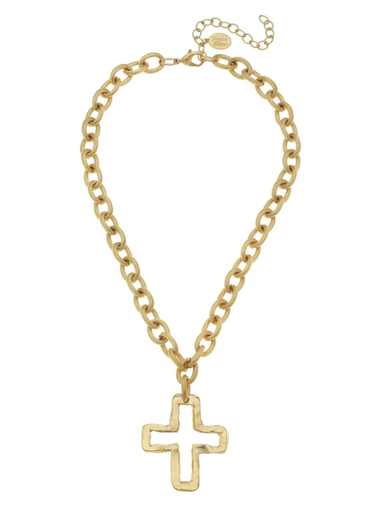 Gold Open Cross Necklace