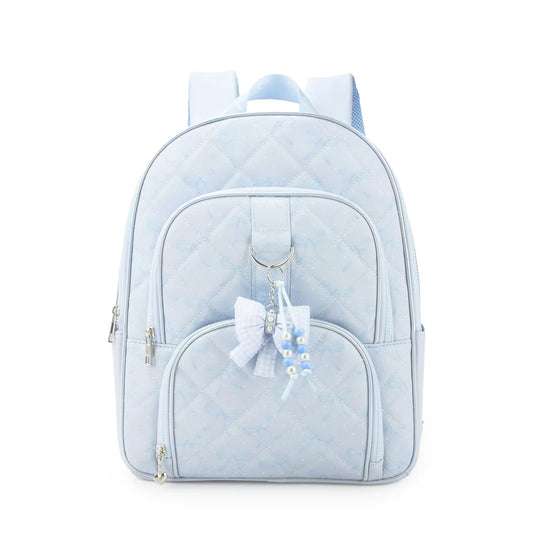 Bow Print Quilted Large Backpack with Charm