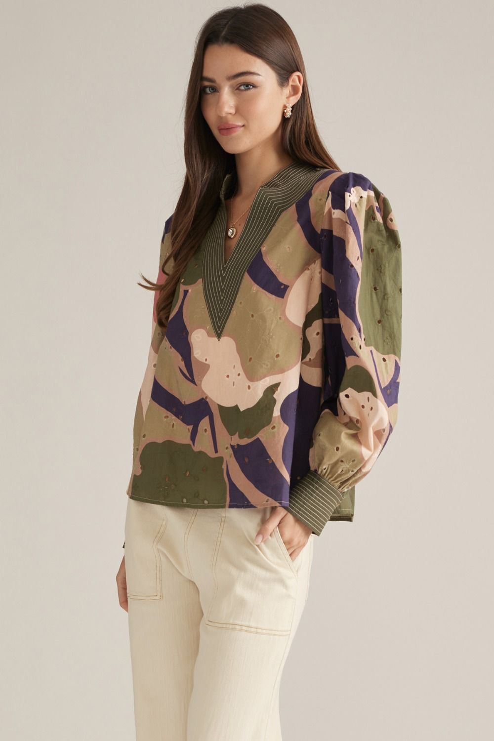 Olive Combo Top