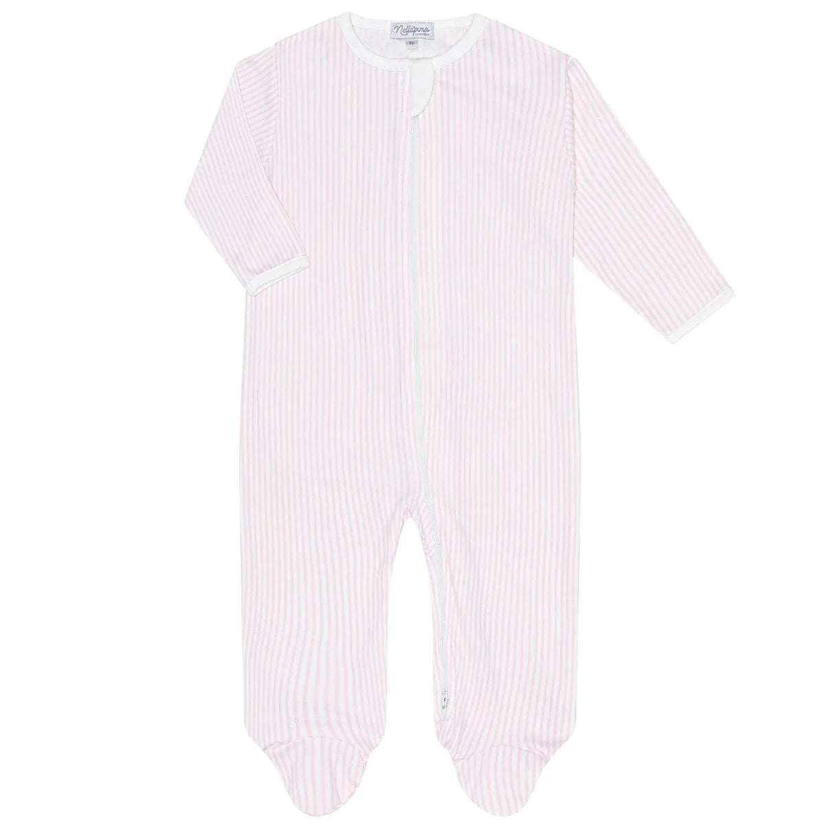Pink Classic Stripes Zipper Footie