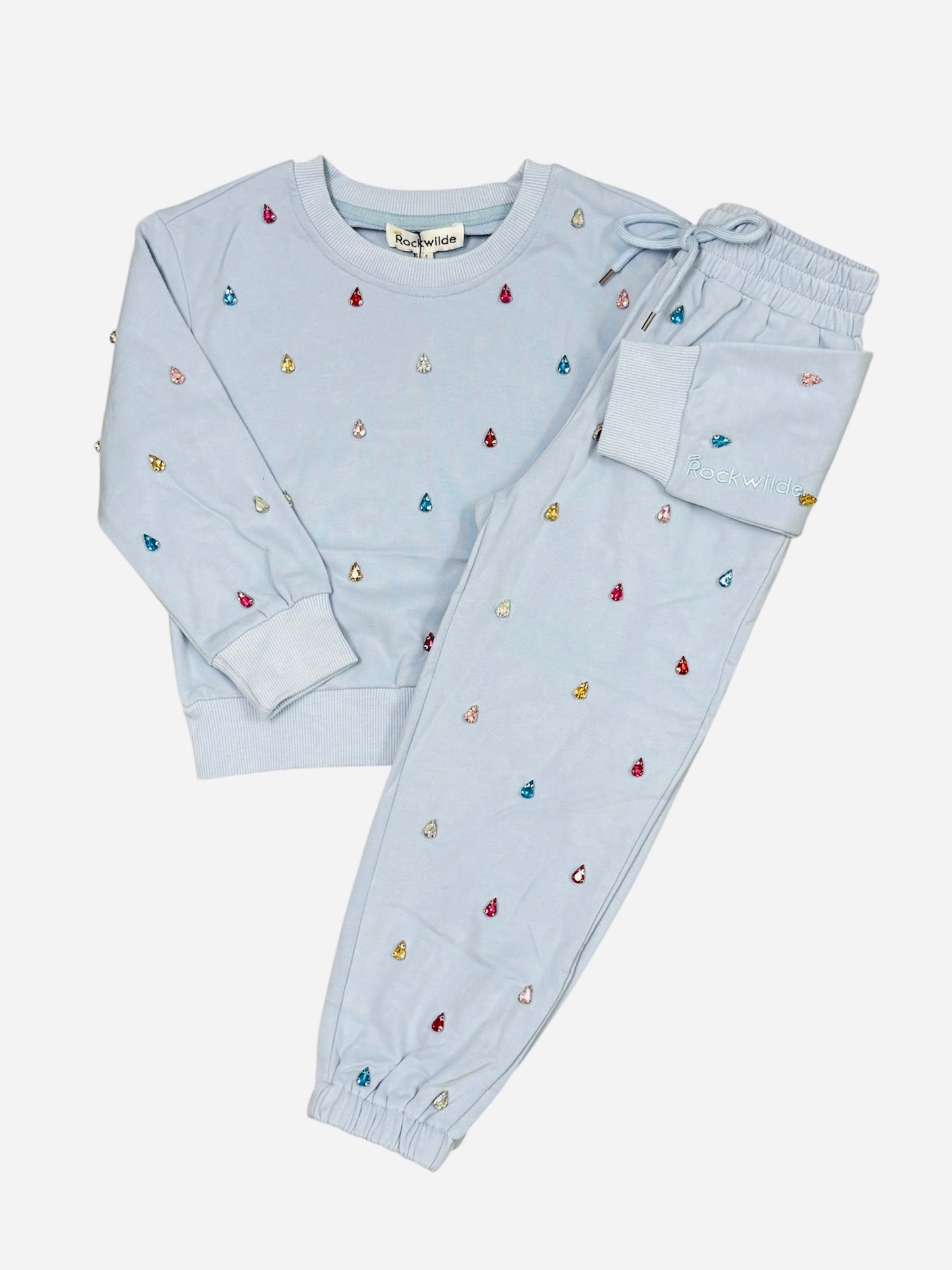 Blue Bejeweled Track Suit Set