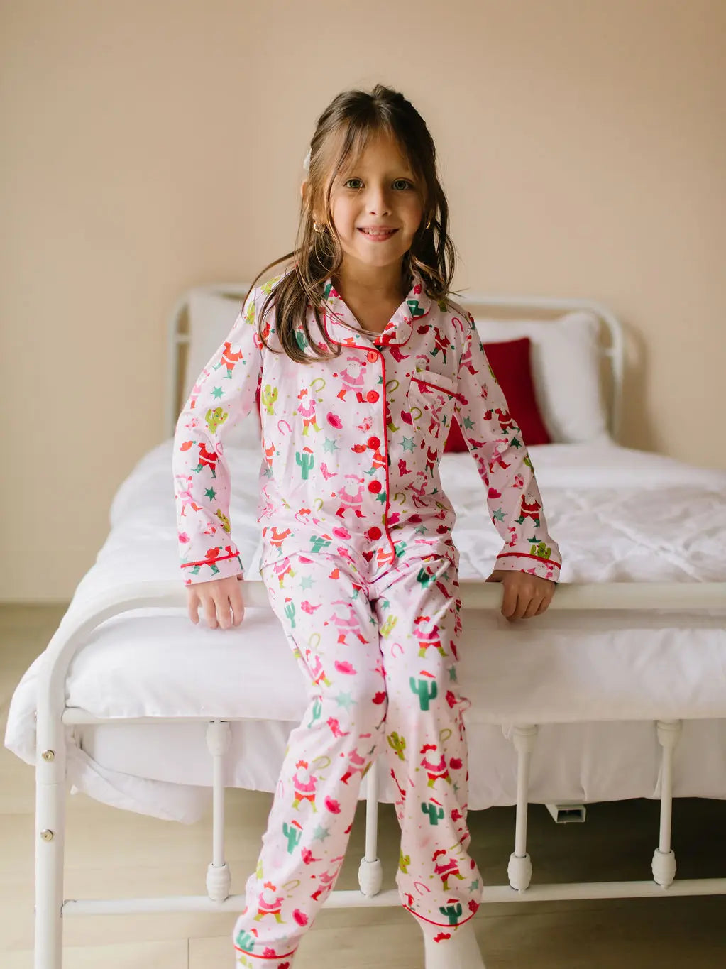 2 Piece Button Up Pj Set in Cowboy Santa