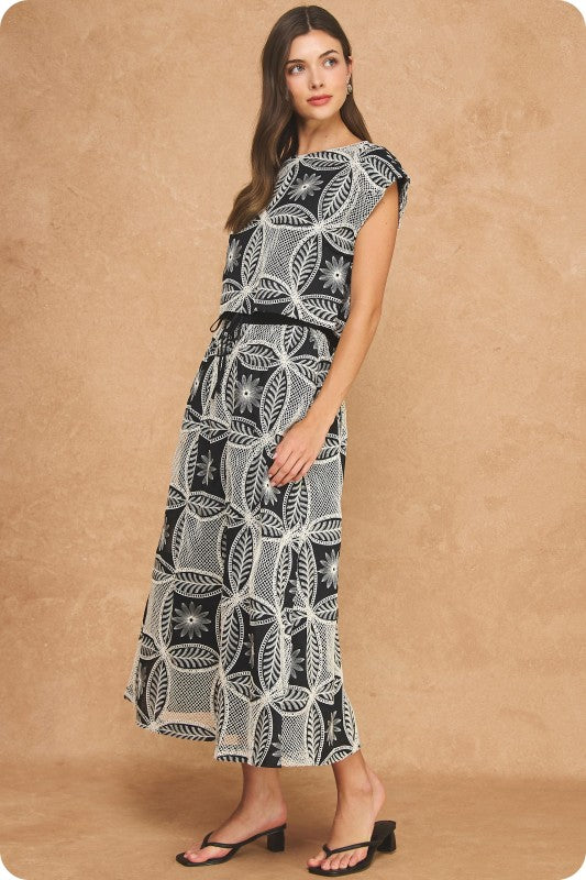 Geometric Midi Skirt Set