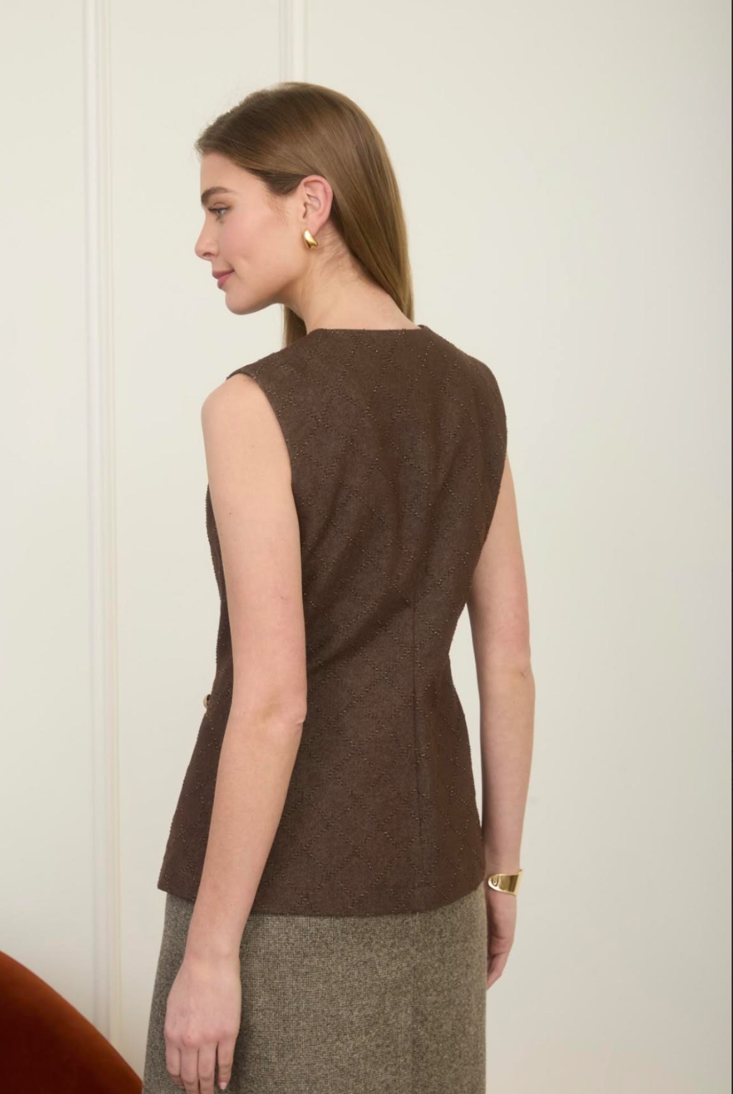 Chocolate Brown Button Down Vest