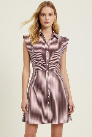 Burgundy Stripe Mini Dress