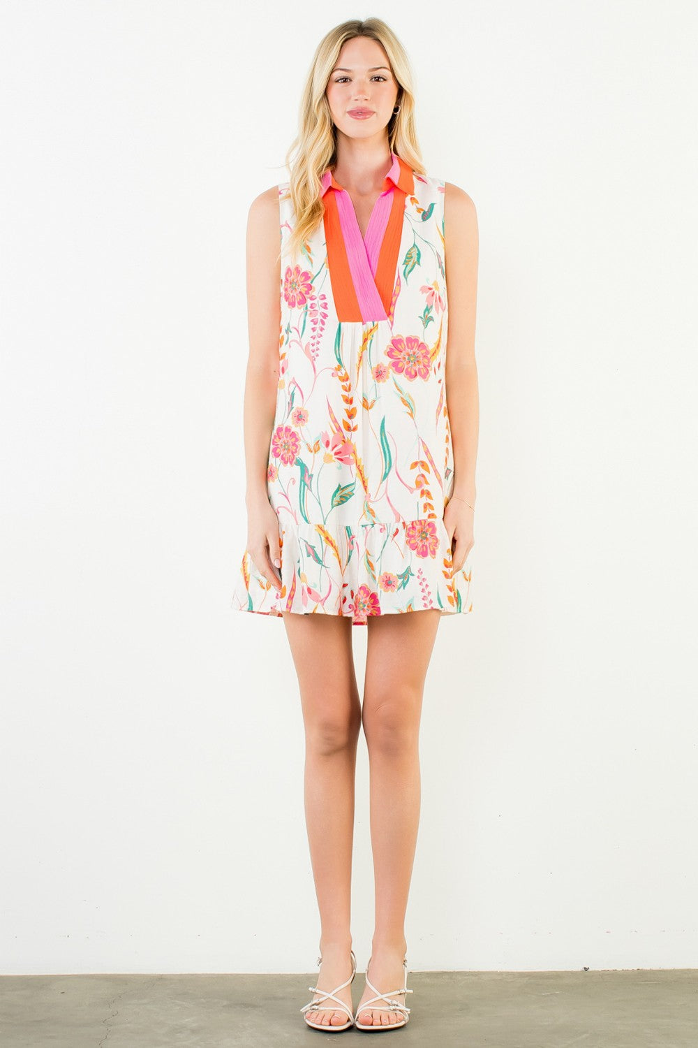 Sleeveless Floral Pattern Dress