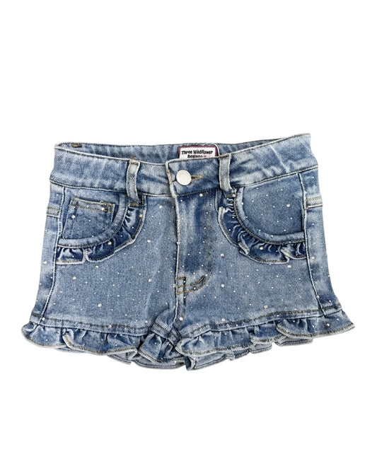 Denim Ruffle Gem Shorts