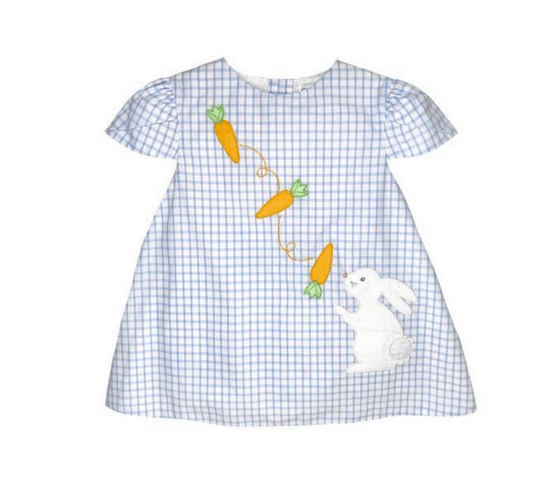 Bunny Embroidered Gingham Dress