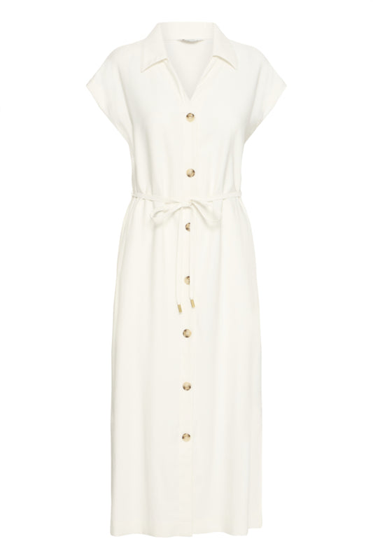 White Button Down Midi Dress