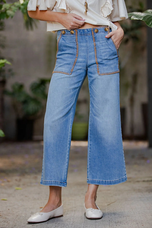 Whipstitch Pocket Cropped Pant