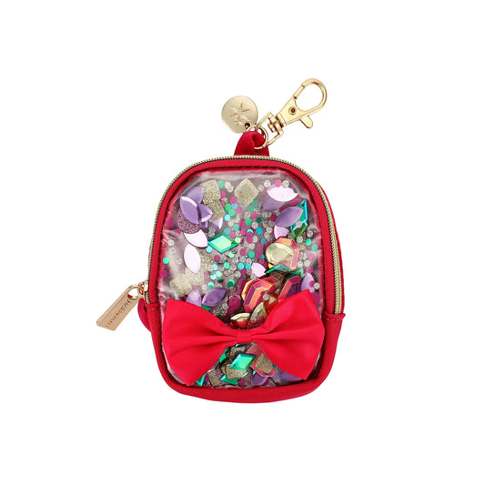 Mini Clear Bow & Jewels Confetti Backpack Bag Charm