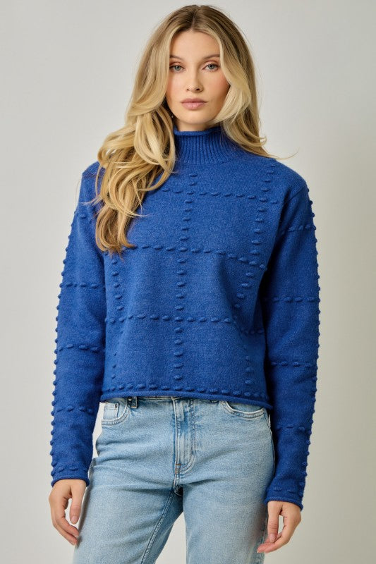 High Neck Pompom Sweater