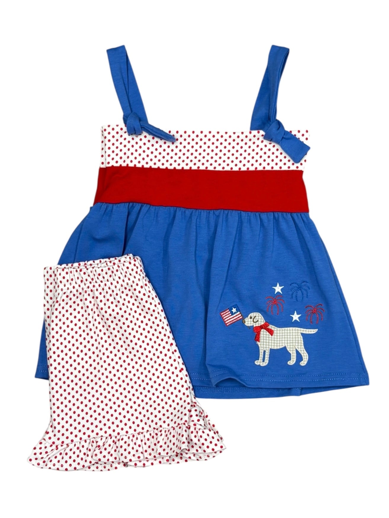 Patriotic Pup Knot Tie Short Set