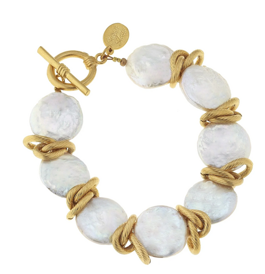 Coin Pearl with Gold Bracelet