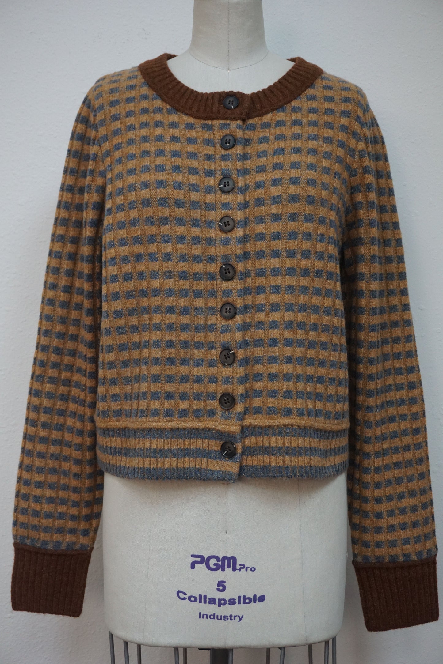 Color Block Check Cardigan