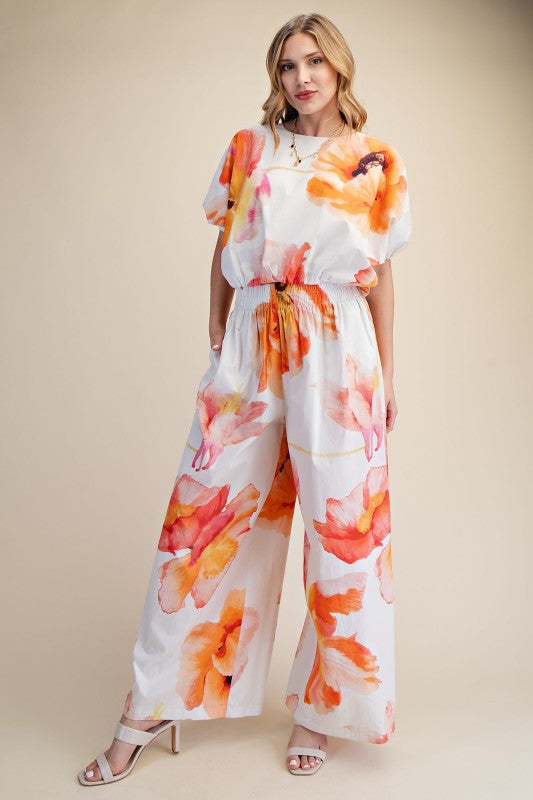Ivory Floral Pant Set