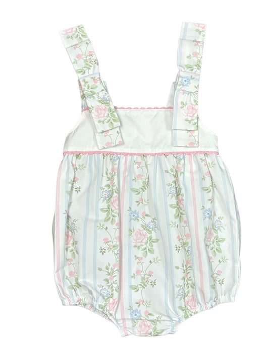 Valerie Blue/Pink Vine Floral Print Bow Shoulder Bubble